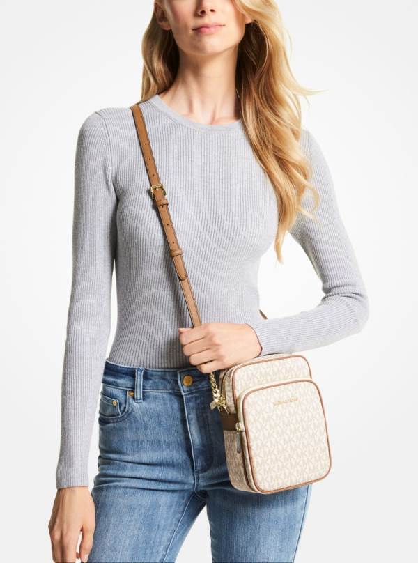 Panske Crossbody Kabelka Michael Kors Jet Set Travel Medium Logo Biele Žlté - Tasky Michael Kors Sleva | HIDEW-7839